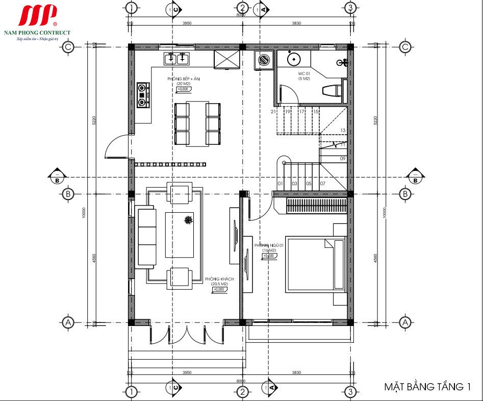 MẪU NHÀ PHỐ 2 TẦNG 10X8M MÁI BẰNG TẠI HÀ NỘI 3