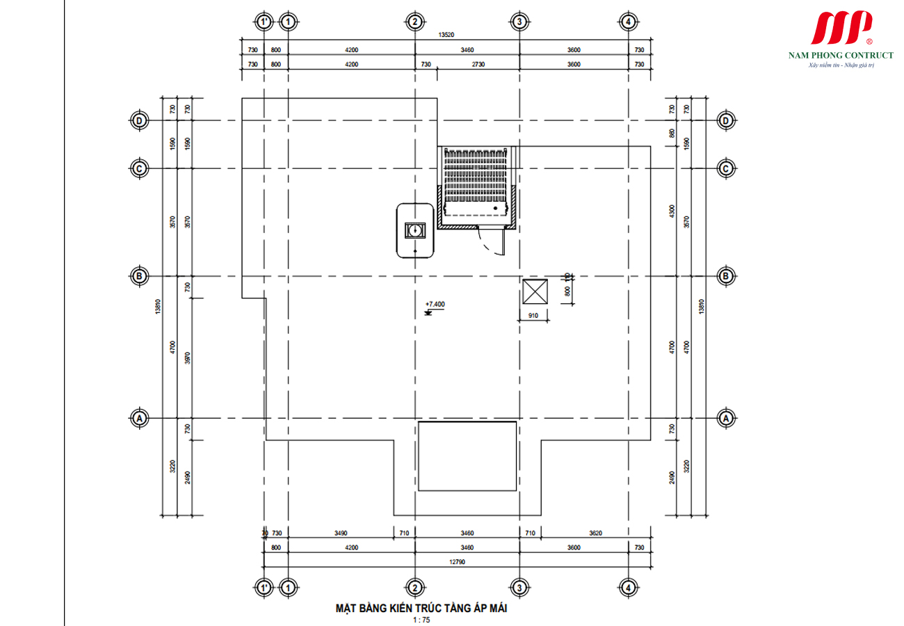 MẪU NHÀ PHỐ 2 TẦNG 13.5X13.1M MÁI NHẬT 3