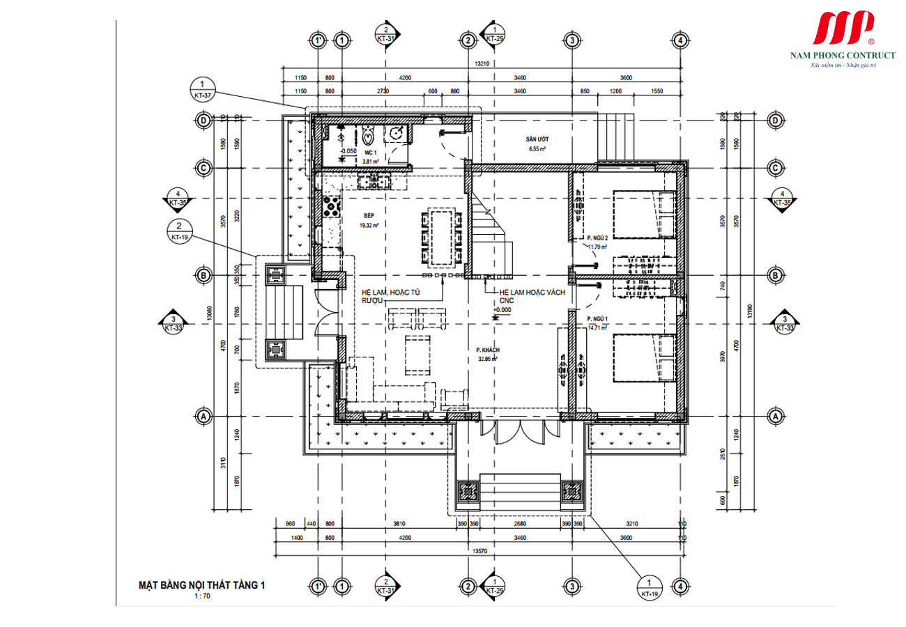 MẪU NHÀ PHỐ 2 TẦNG 13.5X13.1M MÁI NHẬT 5