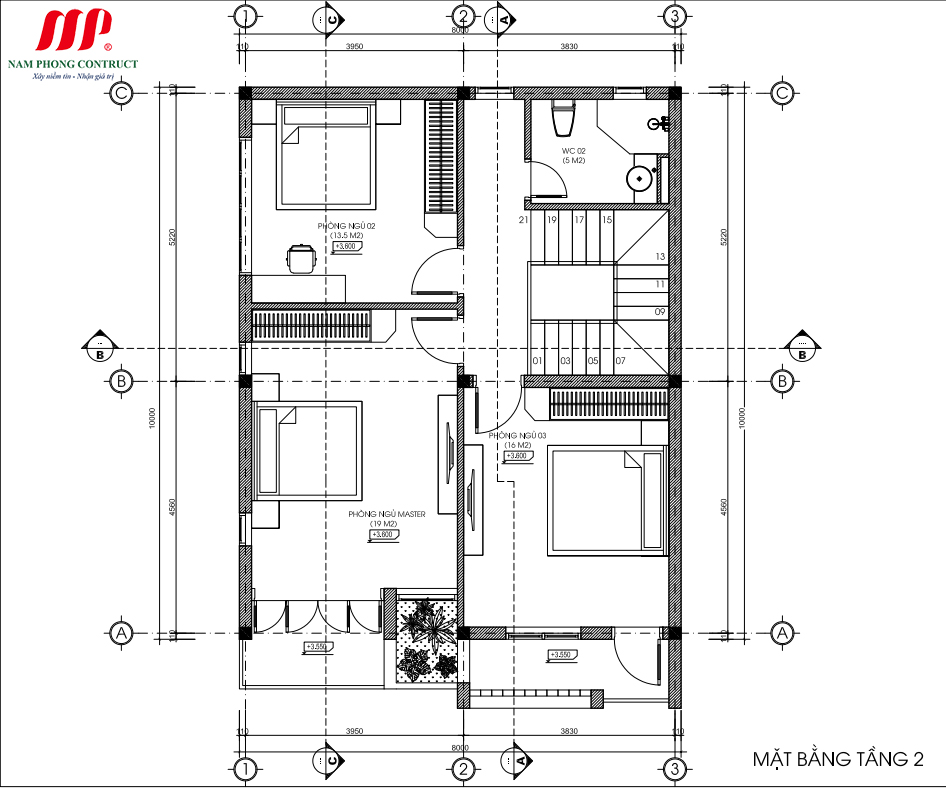 MẪU NHÀ PHỐ 2 TẦNG 10X8M MÁI BẰNG TẠI HÀ NỘI 4