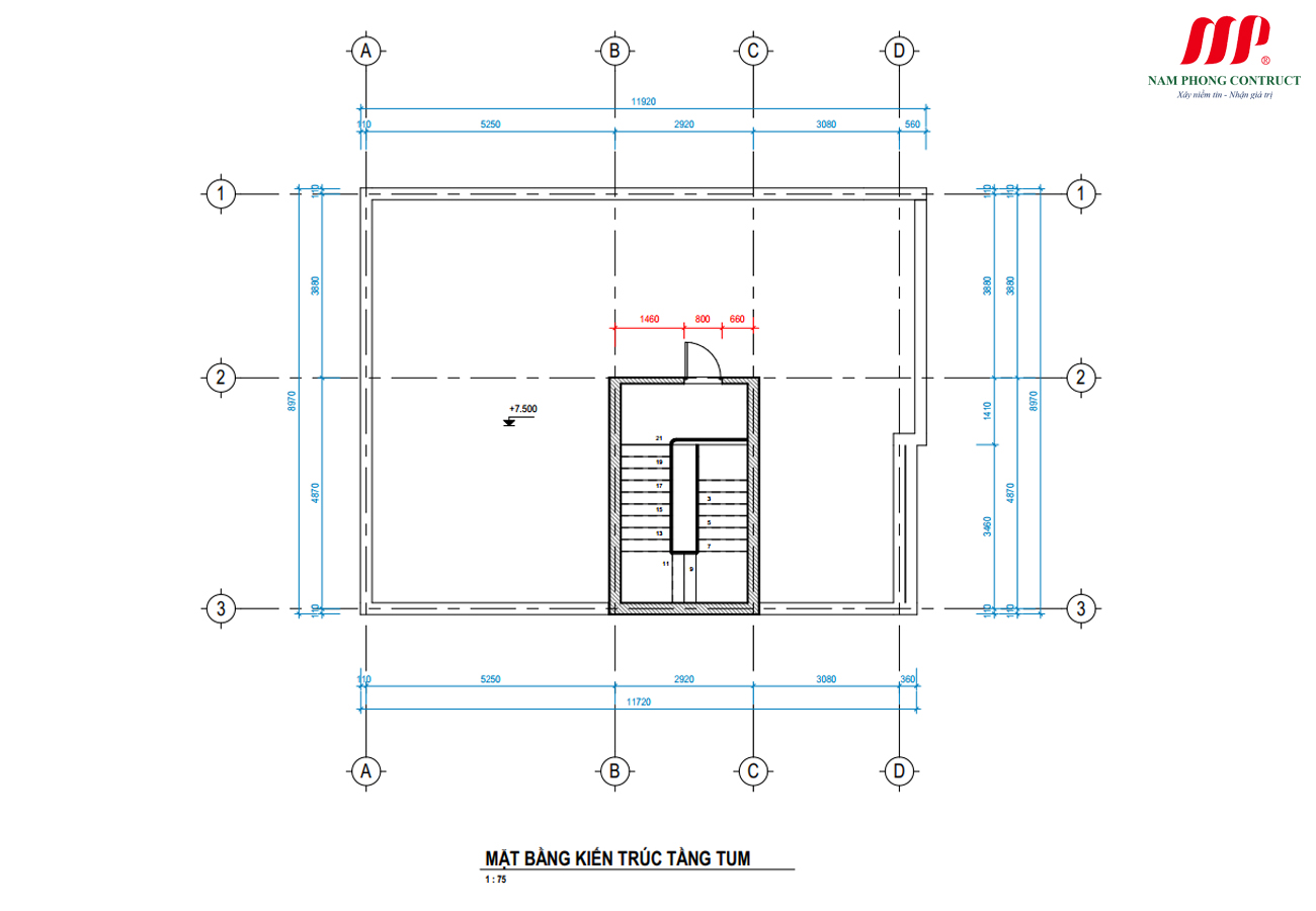 MẪU NHÀ PHỐ 2 TẦNG MÁI BẰNG 9X14M TẠI BẮC NINH 3
