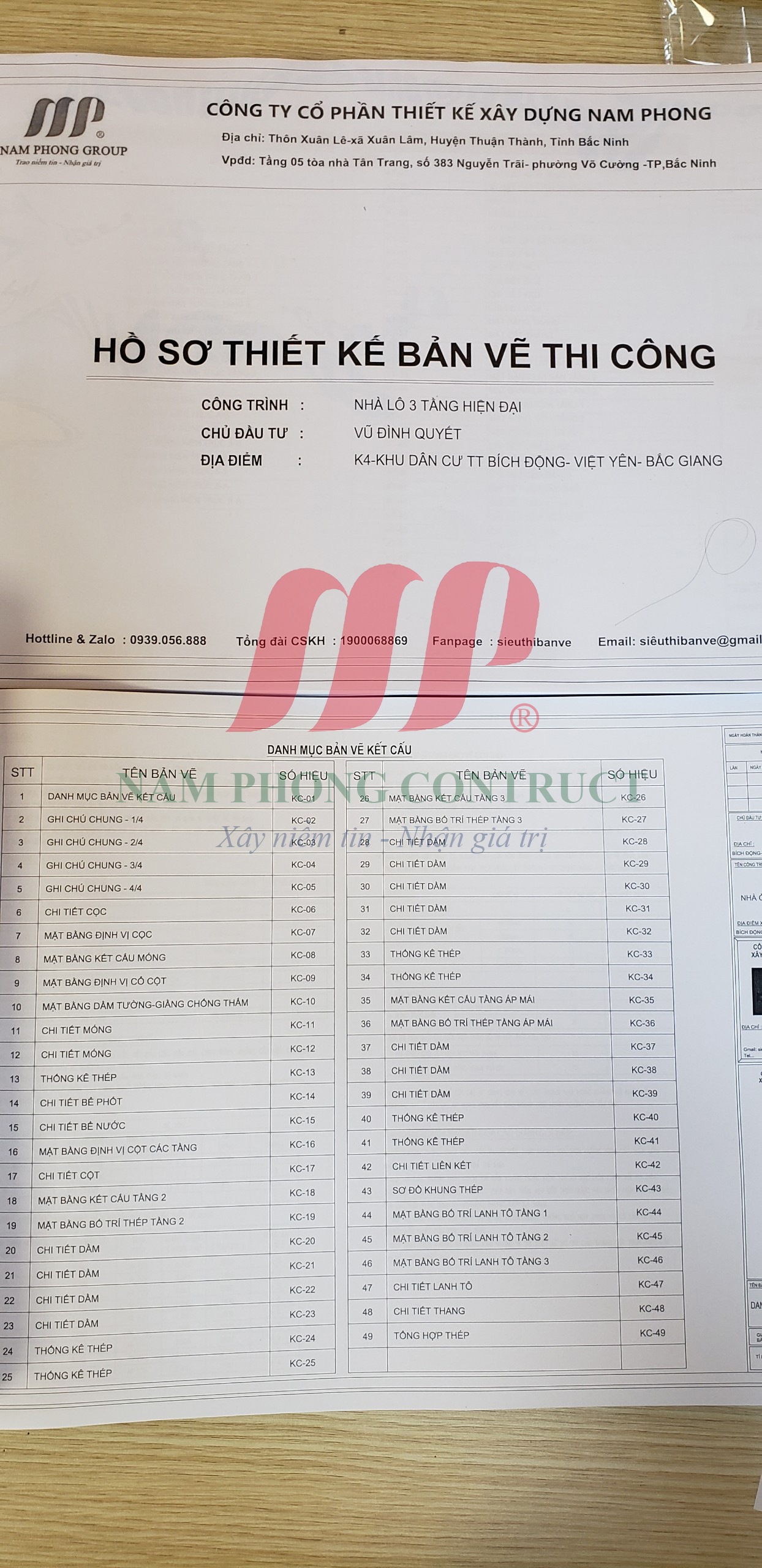 hồ sơ thiết kế bản vẽ