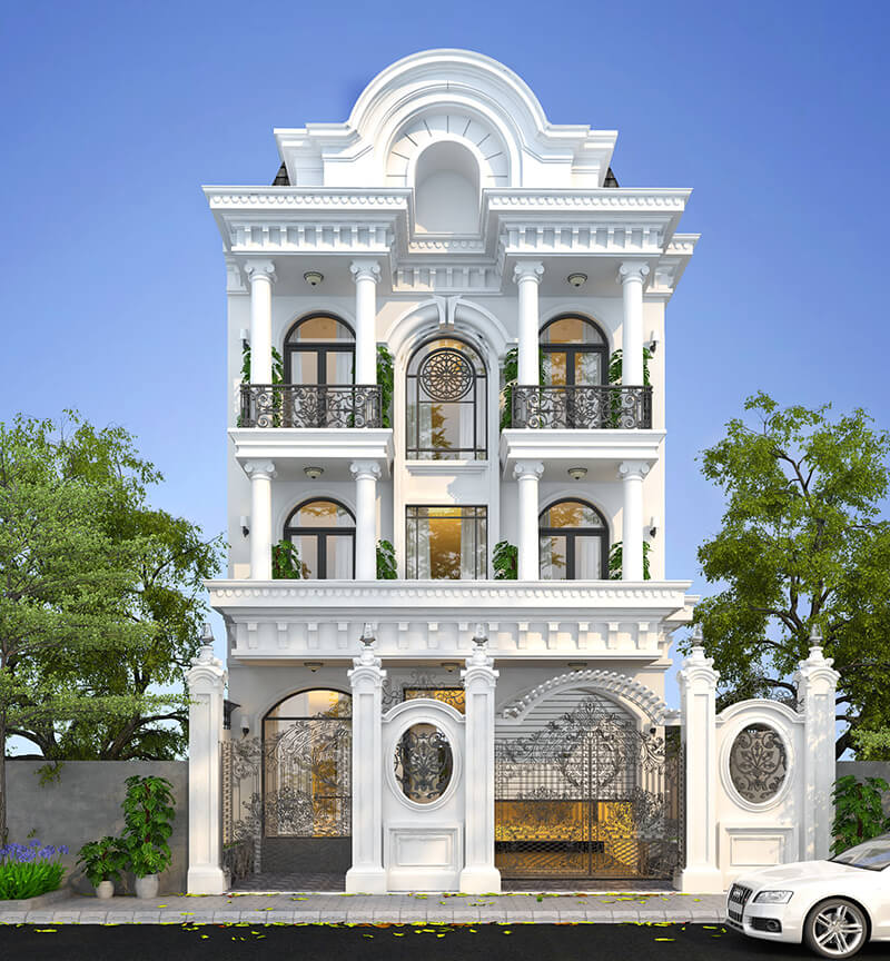 biệt thự 3 tầng phong cách châu âu