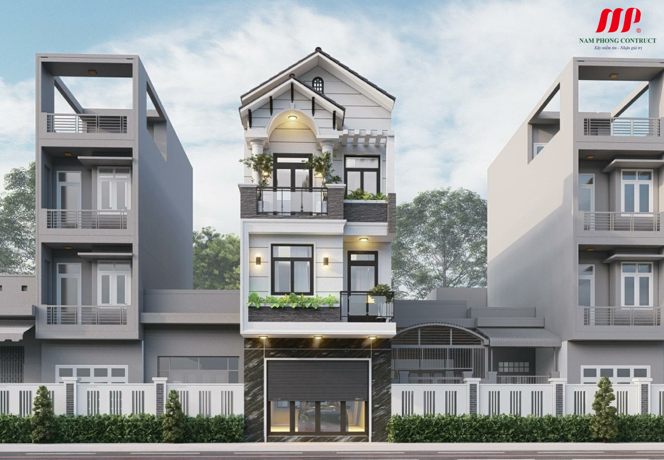 nhà 3 tầng mái thái mẫu 1